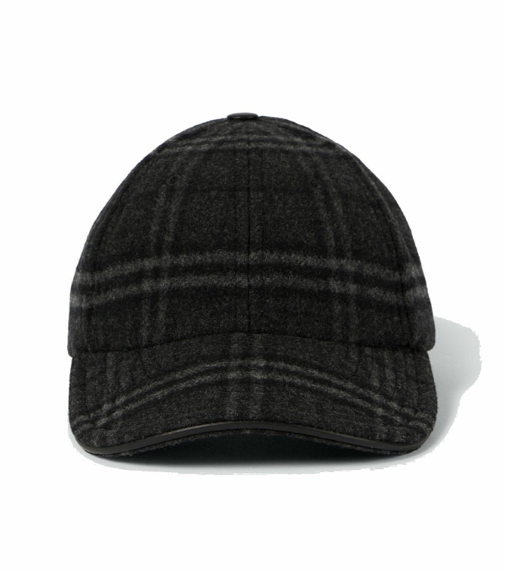 Photo: Burberry - Checked wool and cashmere baseball cap