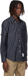 Thom Browne Navy Straight Fit Denim Shirt