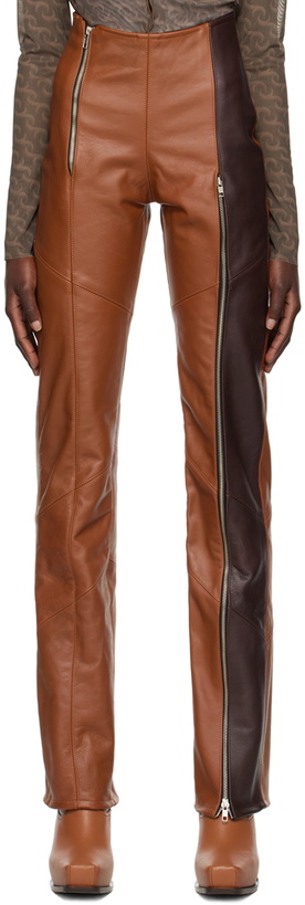 Photo: Jade Cropper Brown Zip Vent Leather Pants