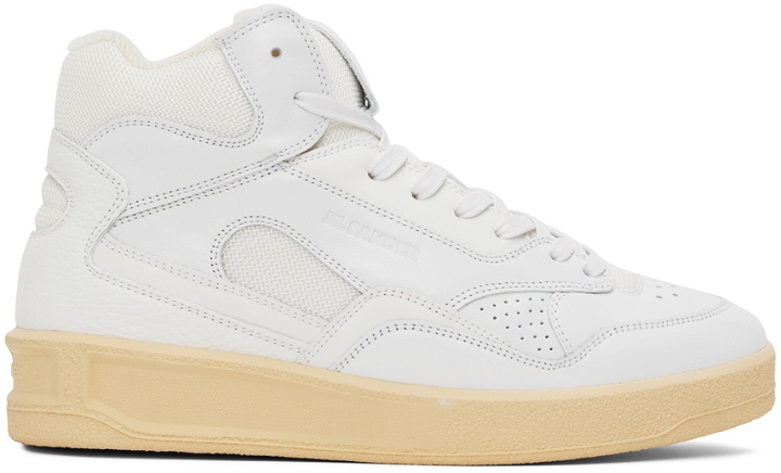 Photo: Jil Sander White Leather High Top Sneakers