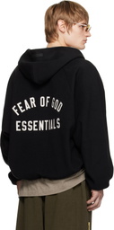 Fear of God ESSENTIALS Black Brushed Hooded Bomber Jacket