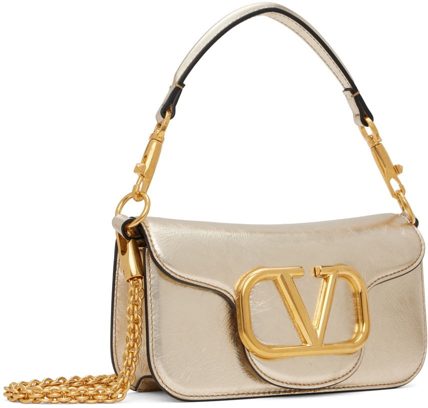 Valentino Garavani Gold Small Locò Metallic Calfskin Bag Valentino