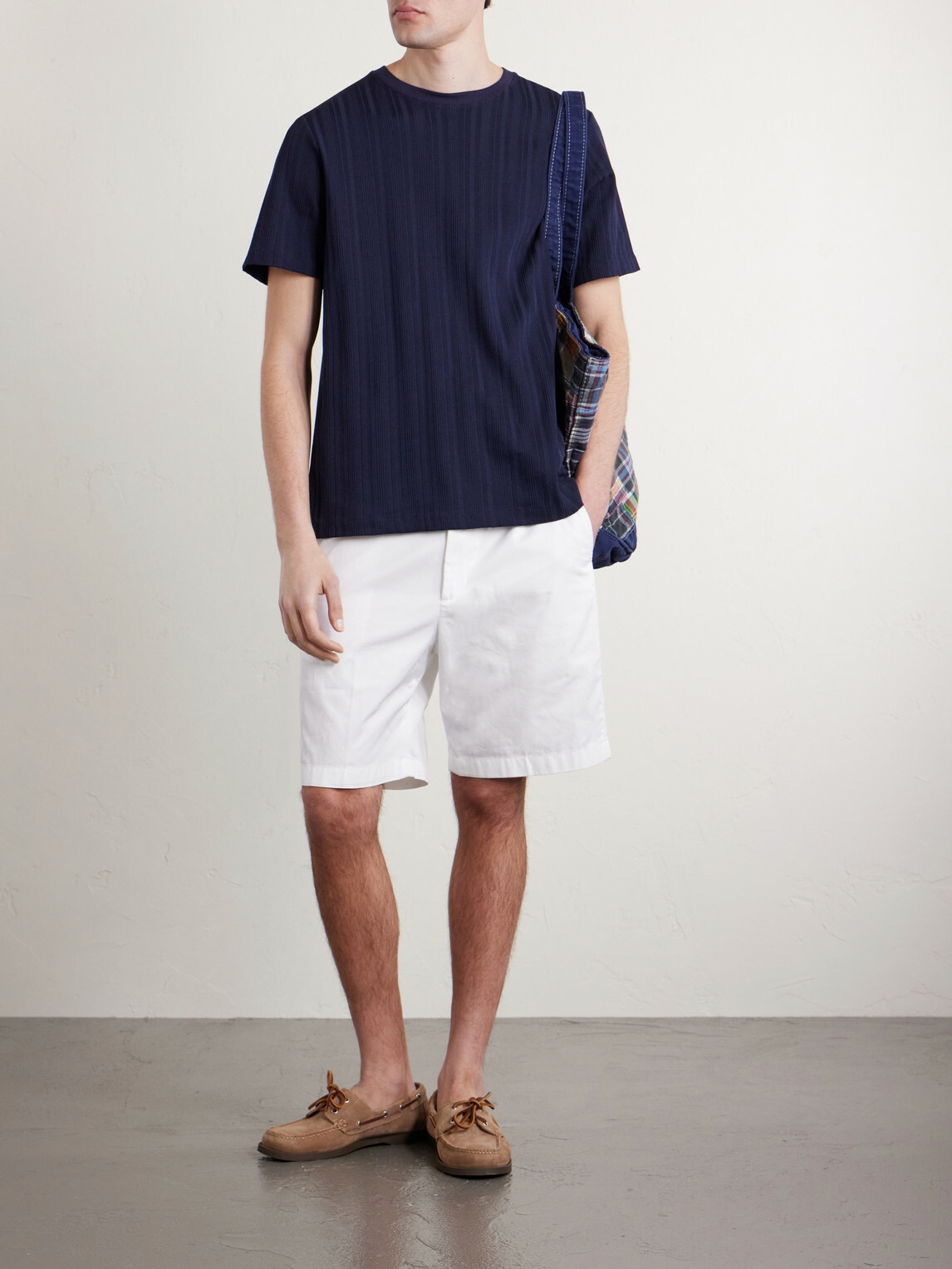 Mr P. - Textured Organic Cotton T-Shirt - Blue