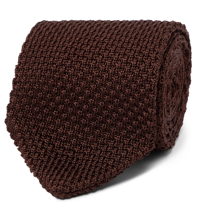 Photo: Maximilian Mogg - 8cm Knitted Silk Tie - Brown