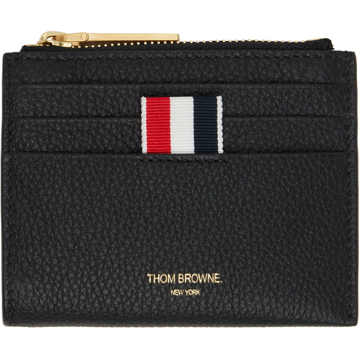 Photo: Thom Browne Black Soft Pebble Grain Zip Top Card Holder