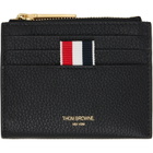 Thom Browne Black Soft Pebble Grain Zip Top Card Holder