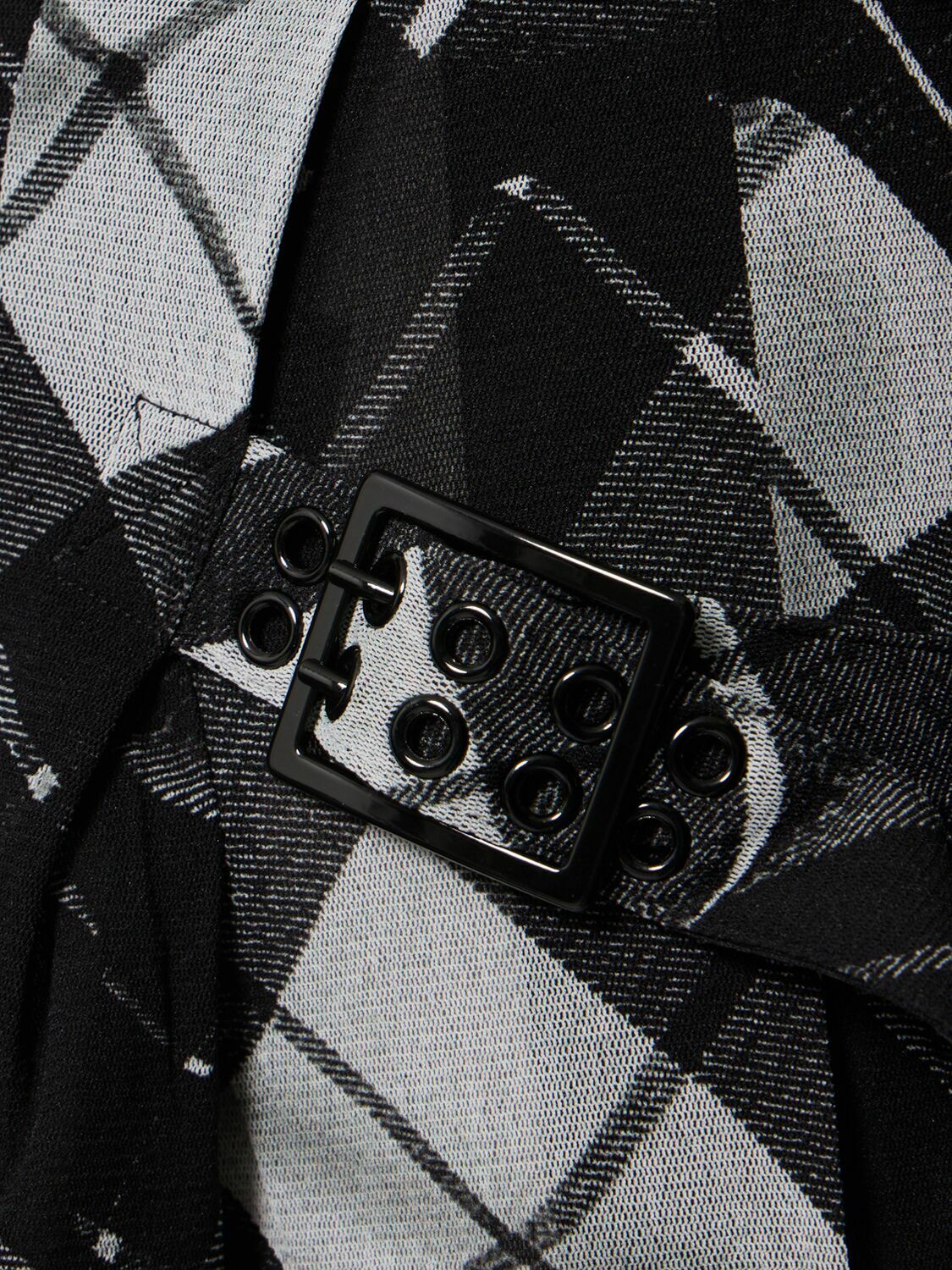 JEAN PAUL GAULTIER Distorted Tartan Printed Mesh Skirt Jean Paul