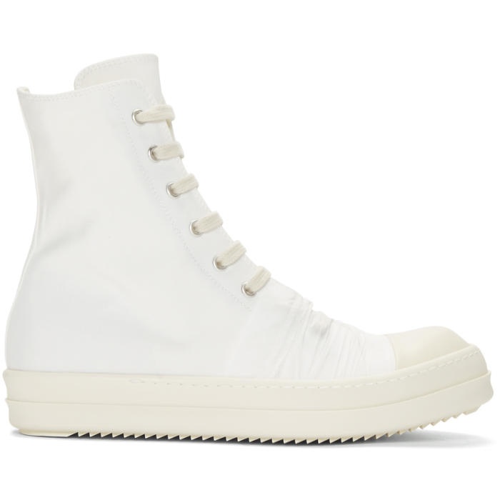 Photo: Rick Owens Drkshdw White Canvas High-Top Sneakers 