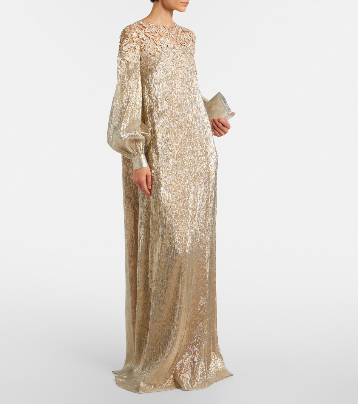 Oscar de la Renta Embellished silk-blend gown