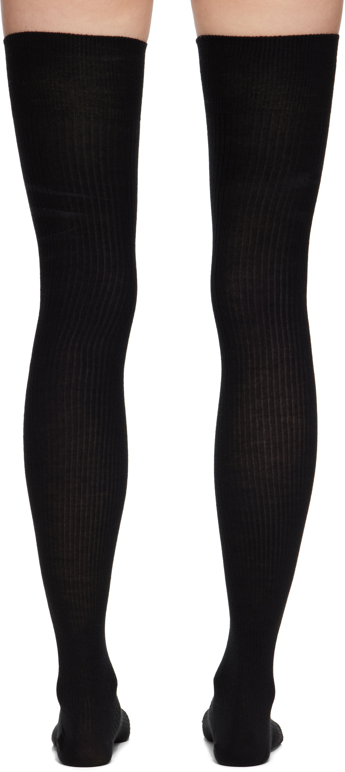 CDLP Black Over Knee Wool Rib Socks