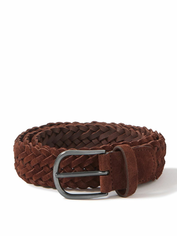 Photo: Anderson's - 3.5cm Woven Suede Belt - Brown