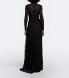 Monique Lhuillier Embellished lace bustier gown