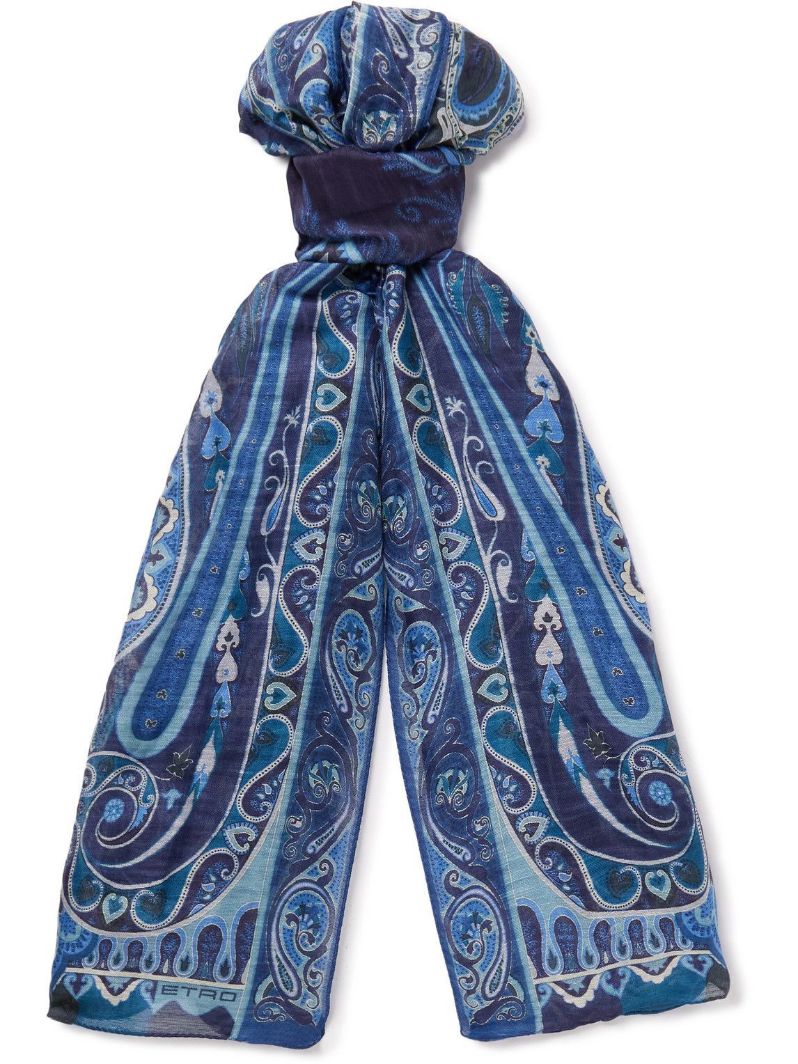 ETRO floral-print square scarf - Blue