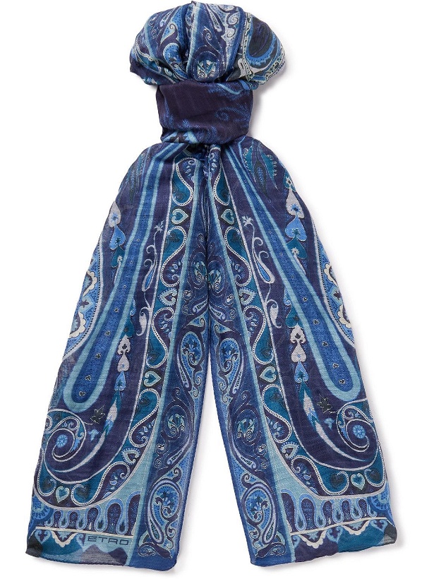 Photo: Etro - Paisley-Print Linen and Silk-Blend Scarf