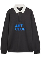 JW Anderson Art Club Embroidered Cotton Polo Shirt Black