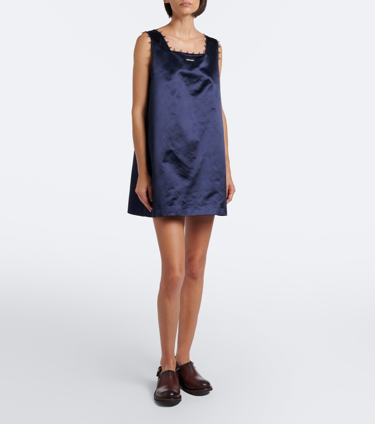 Miu Miu Embroidered cotton-blend satin minidress