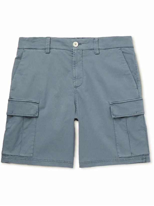 Photo: Brunello Cucinelli - Straight-Leg Cotton-Blend Gabardine Cargo Shorts - Blue