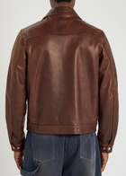 Second Layer Trucker Leather Jacket Brown