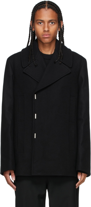 Photo: Givenchy Black Wool Double-Breasted Peacoat