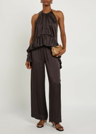Liberowe Tamara Pleated Asymmetric Satin top Brown