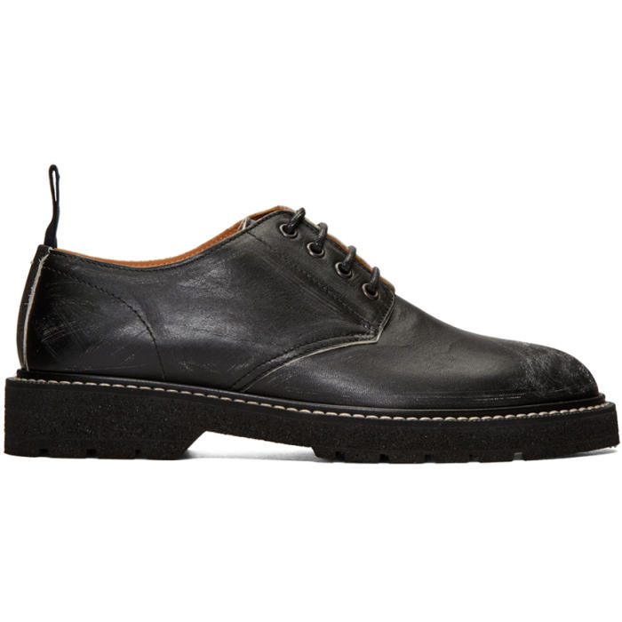 Photo: Maison Margiela Black Leather Distressed Derbys