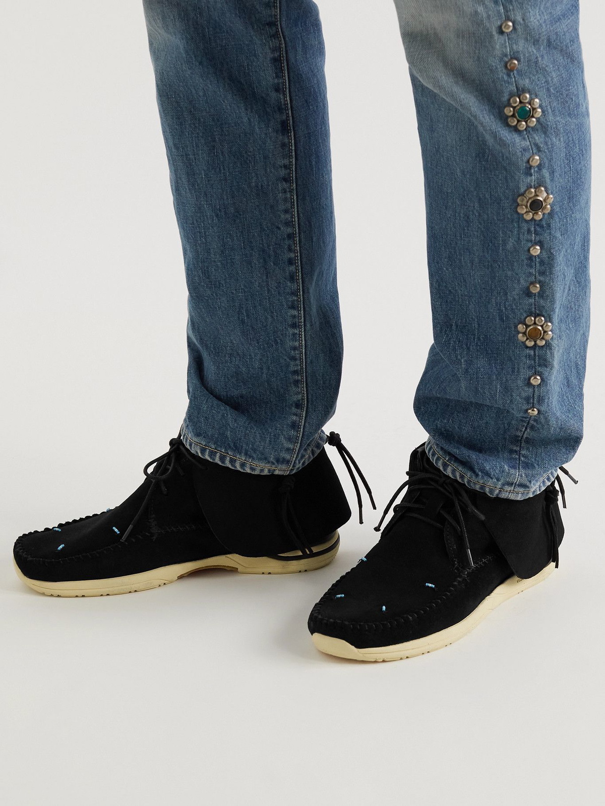 Visvim - Lhamo-Folk Beaded Suede Boots - Black Visvim