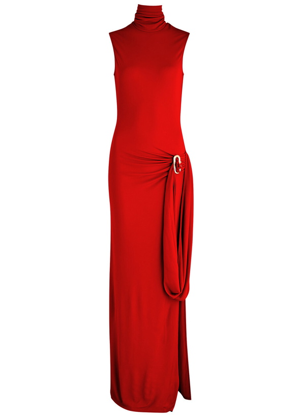 Photo: Casablanca Draped Cut-out Stretch-jersey Gown Red