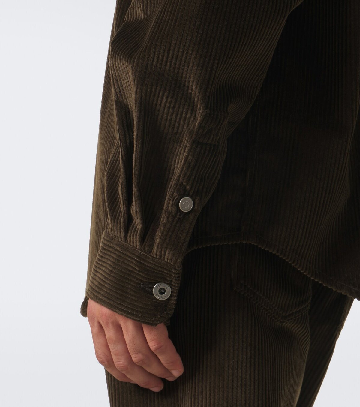 Loewe Leather-trimmed cotton corduroy shirt