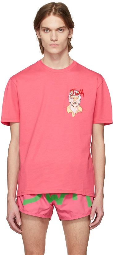 Photo: JW Anderson Pink Pol Anglada Embroidered 'JWA' Rugby T-Shirt