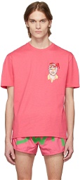 JW Anderson Pink Pol Anglada Embroidered 'JWA' Rugby T-Shirt