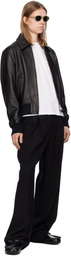 AMI Paris Black Zipped Leather Jacket