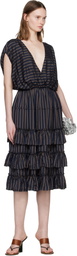 Dries Van Noten Navy Ruffled Midi Dress