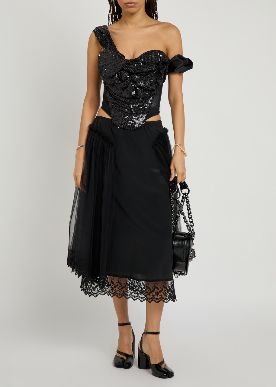 Vivienne Westwood Sequin-embellished Mesh Corset top Black