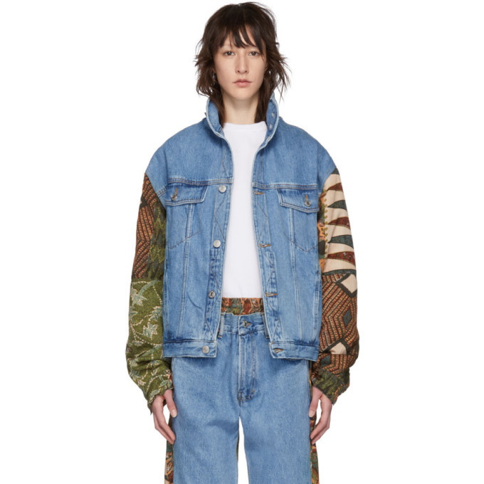 Photo: Martine Rose Blue and Brown Denim Shirt Hoodie Jacket