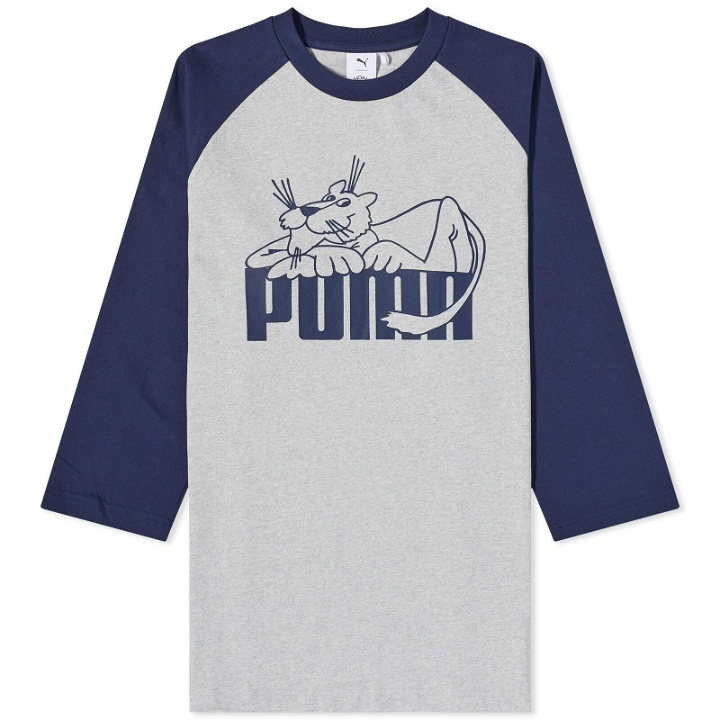 Photo: Puma x Noah Raglan Long Sleeve T-Shirt in Grey Blue