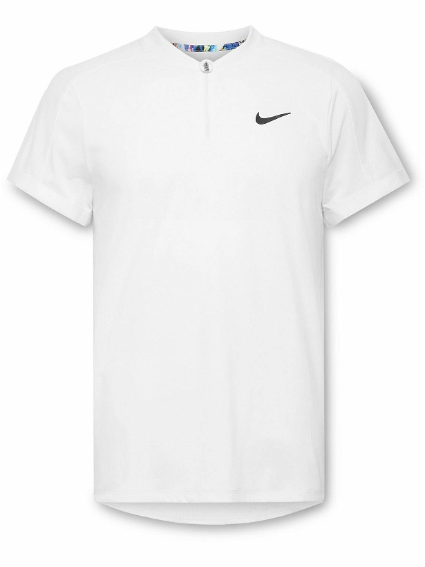 Photo: Nike Tennis - NikeCourt Slam Slim-Fit Dri-FIT Mesh Half-Zip Tennis Shirt - White