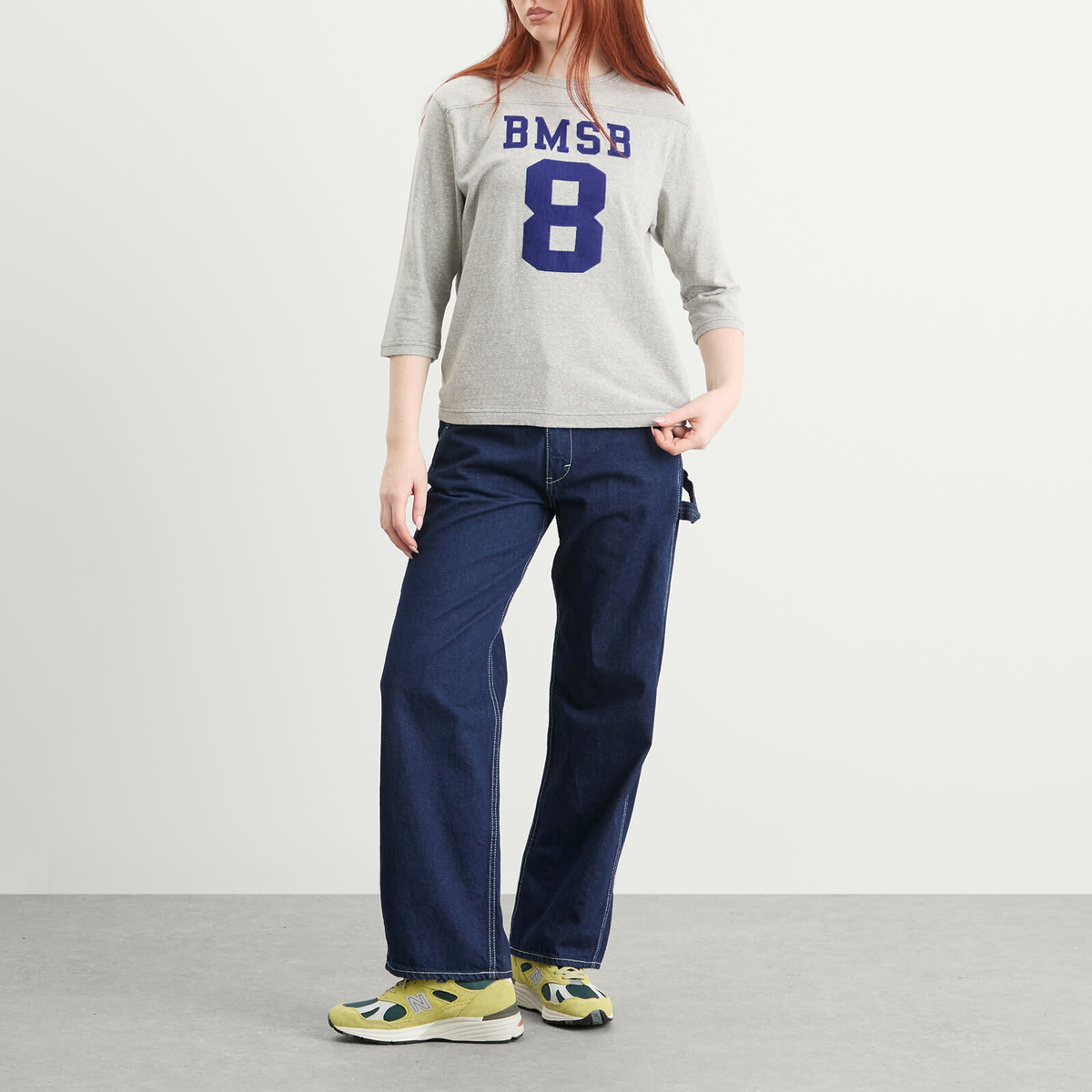 Beams Boy Women's 3/4 Sleeve Football T-Shirt in Grey