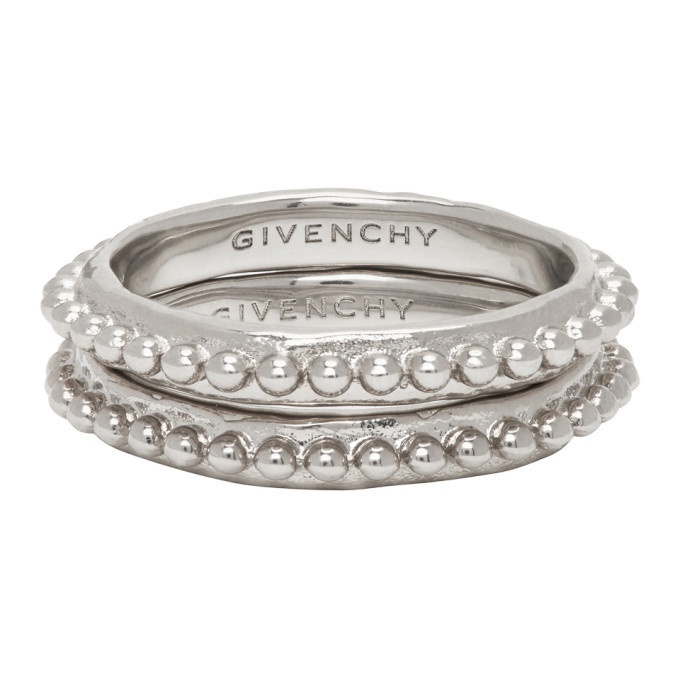 Photo: Givenchy Silver Small Beaded Ring Set