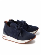 Loro Piana Kids - Walk Leather- and Suede-Panelled Mesh Sneakers - Blue