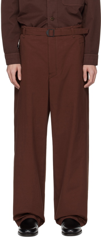 Photo: LEMAIRE Brown Seamless Belted Trousers