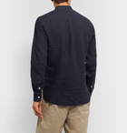 De Bonne Facture - Grandad-Collar Linen Half-Placket Shirt - Blue