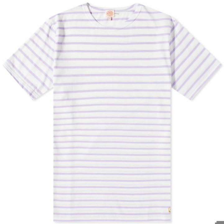 Photo: Armor-Lux Men's 53842 Stripe T-Shirt in Milk/Lavender