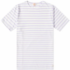 Armor-Lux Men's 53842 Stripe T-Shirt in Milk/Lavender