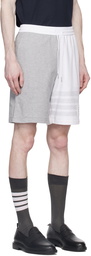 Thom Browne Gray & White 4-Bar Shorts