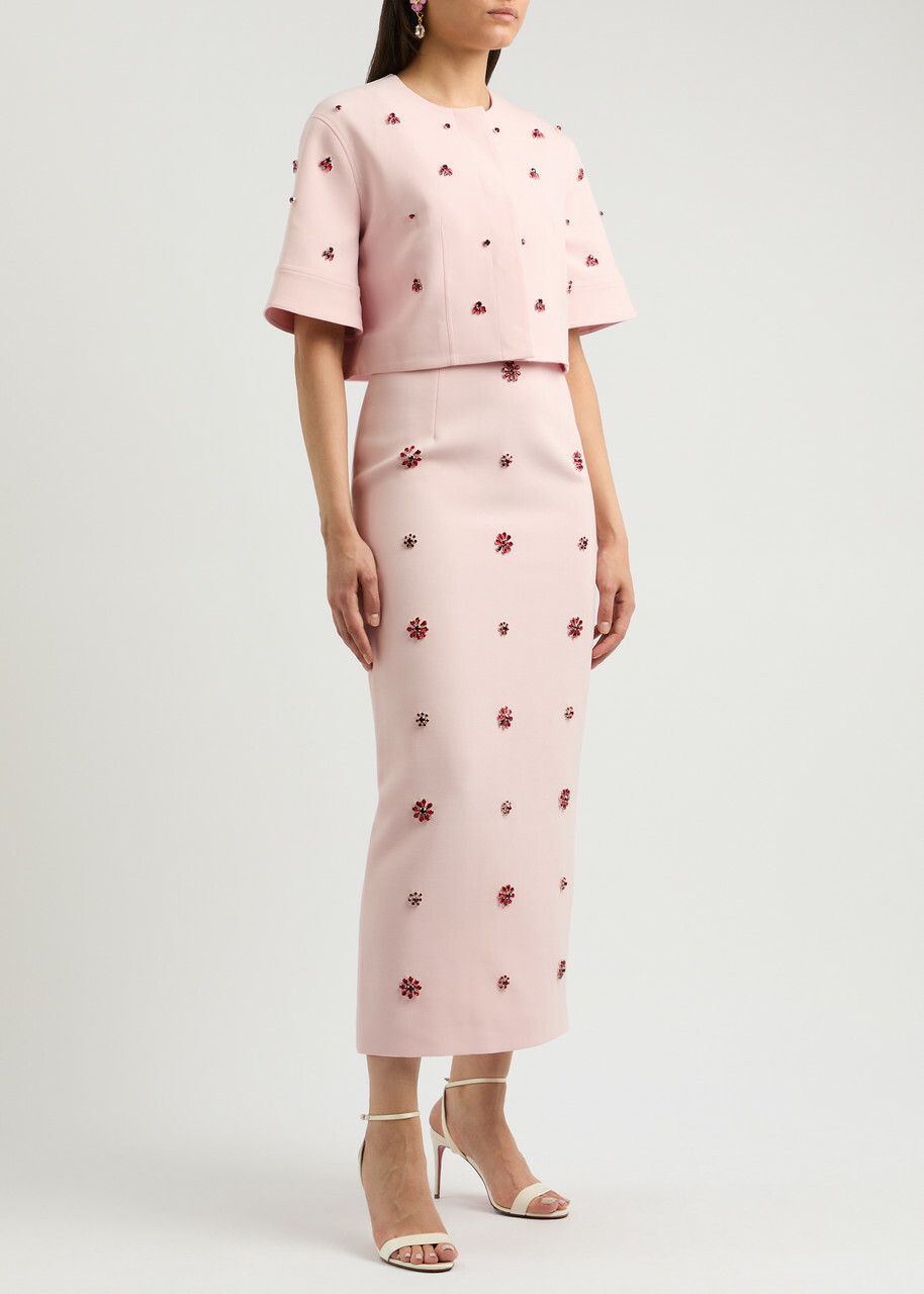 Huishan Zhang River Crystal-embellished Cropped Jacket Pink Huishan Zhang