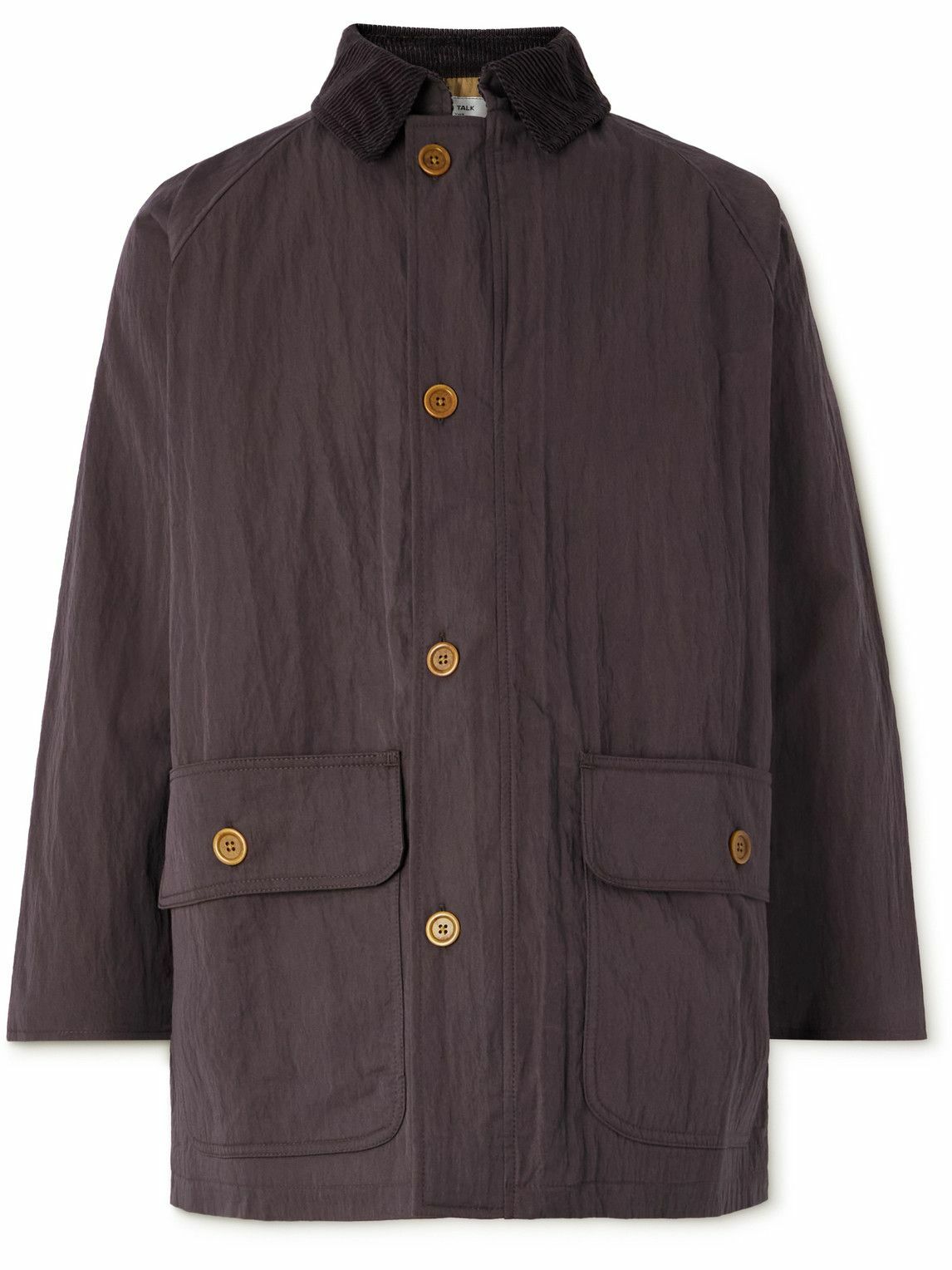 Small Talk - Corduroy-Trimmed Crinkled-Gabardine Jacket - Brown