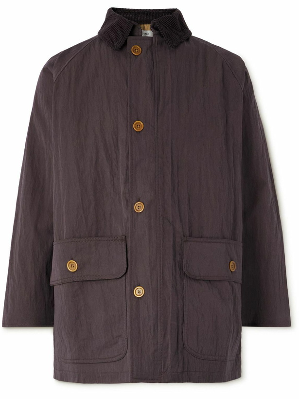 Photo: Small Talk - Corduroy-Trimmed Crinkled-Gabardine Jacket - Brown