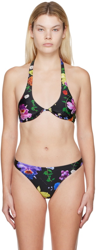 Photo: Fleur du Mal Black Enchanted Garden Bikini Top