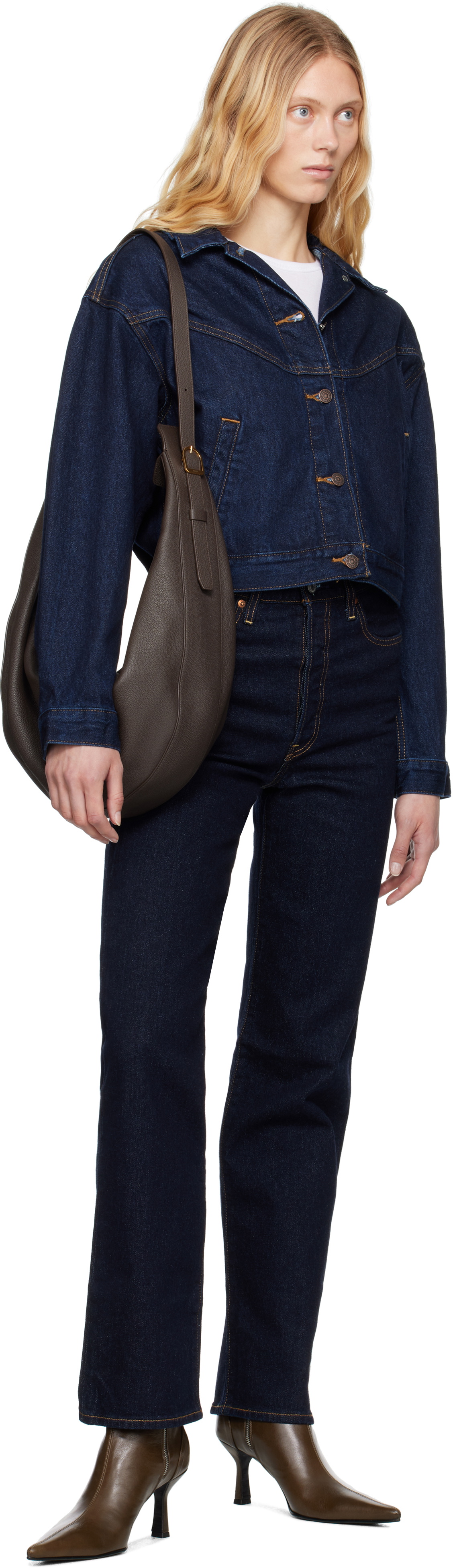 Levi's Navy Shrunken '90s Western Trucker Denim Jacket