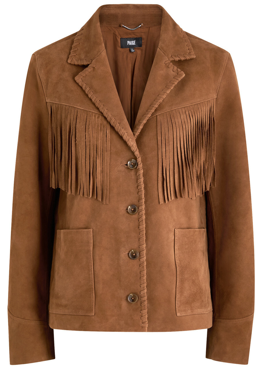 Paige Maronti Fringed Suede Jacket Brown